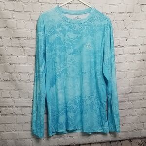 Real Tree Fishing Aqua Tie Dye Long Sleeve Rash Guard Large